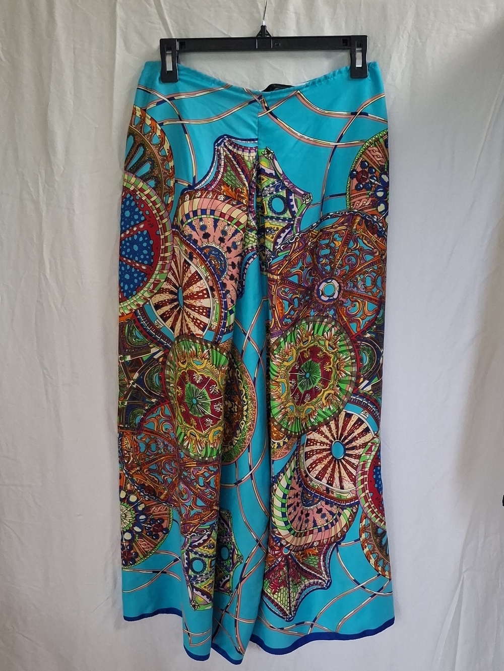 Jennifer Tattanelli Made in Italy Silk Blend Palazzo Pants Wide Leg Scarf Print